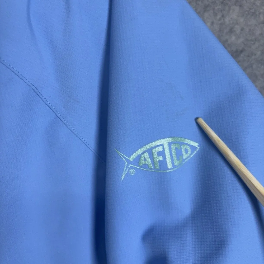AFTCO Venus Waterproof Hooded Jacket Womens‎ Sz L Blue Ripstop Nylon - SEE LOGO
